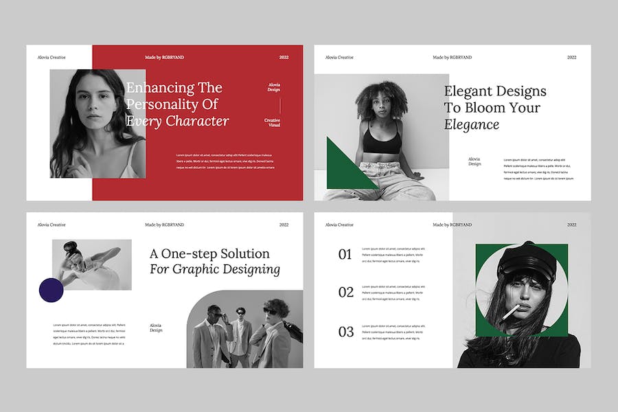 时尚美学图片排版设计作品集Keynote模板 - PPT派