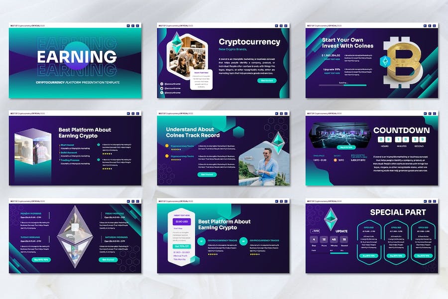 加密货币收益投资理财方案Keynote模板 - PPT派
