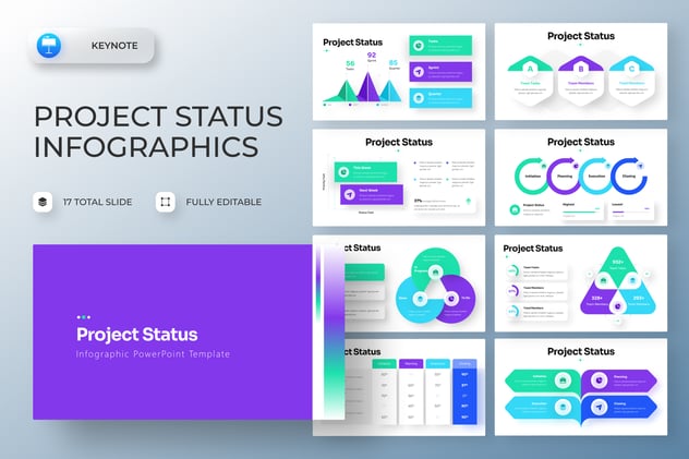 项目进度状态追踪信息图形展示Keynote模板 - PPT派