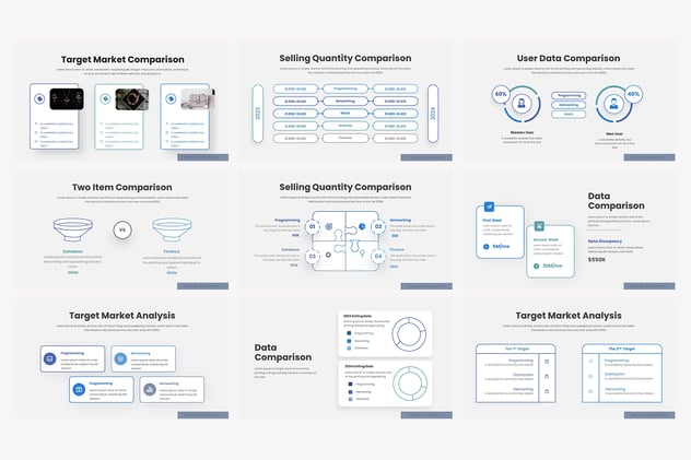 对比信息图表数据分析PPT模板 - PPT派