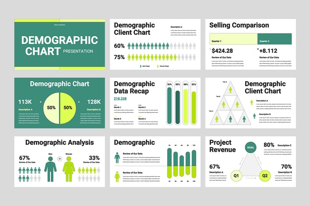 人口统计图表数据分析Keynote模板 - PPT派