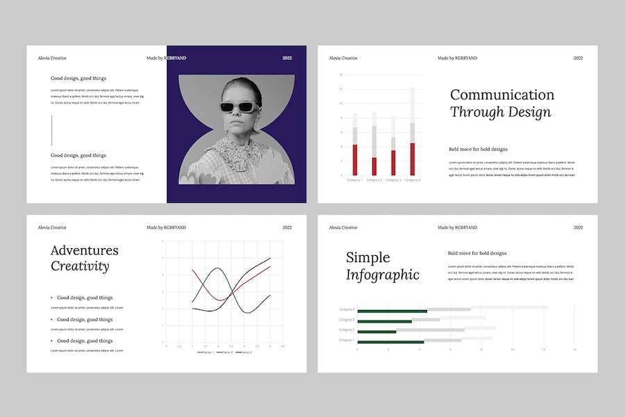 时尚美学图片排版设计作品集Keynote模板 - PPT派