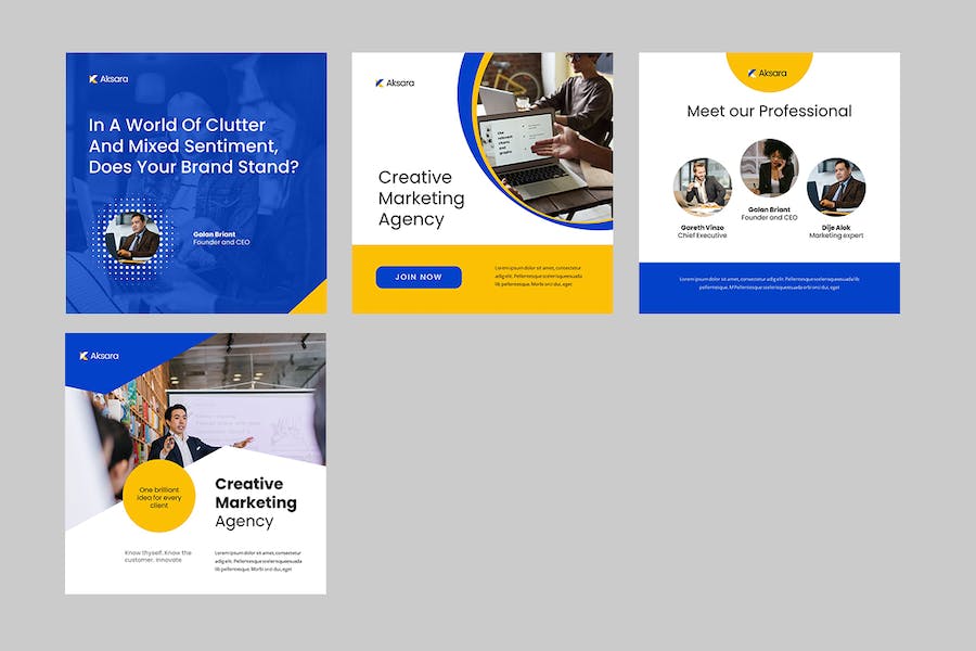 蓝色Instagram社媒营销Keynote模板 - PPT派