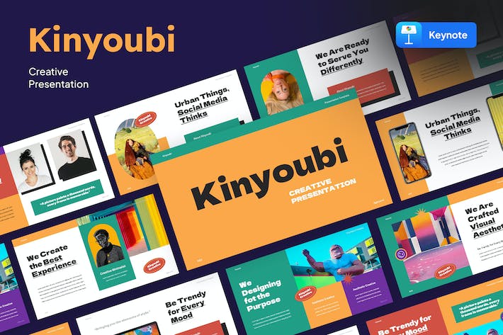 多彩创意贴纸装饰幻灯片设计Keynote模板 - PPT派