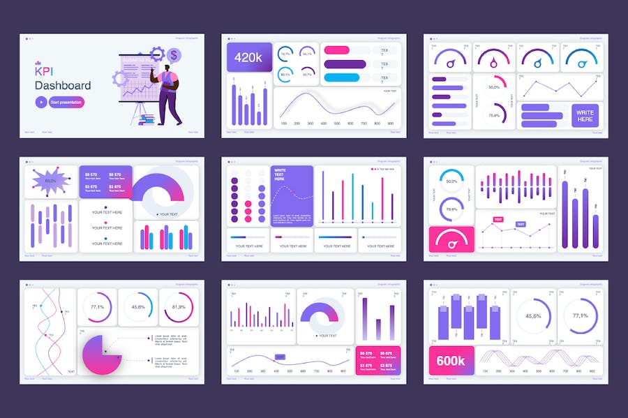 业务KPI关键指标数据可视化PPT模板 - PPT派