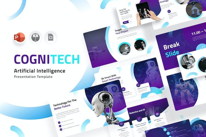 认知科技AI应用PPT模板 - PPT派