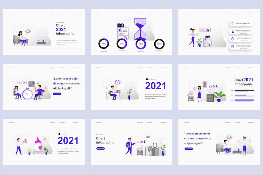 商业办公职场场景插画PPT模板 - PPT派