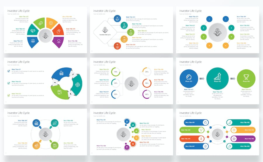 投资生命周期关系图形keynote模板 - PPT派