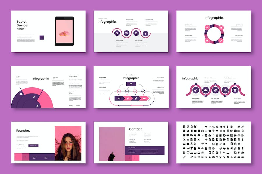 粉紫色图片拼贴商务Keynote模板 - PPT派