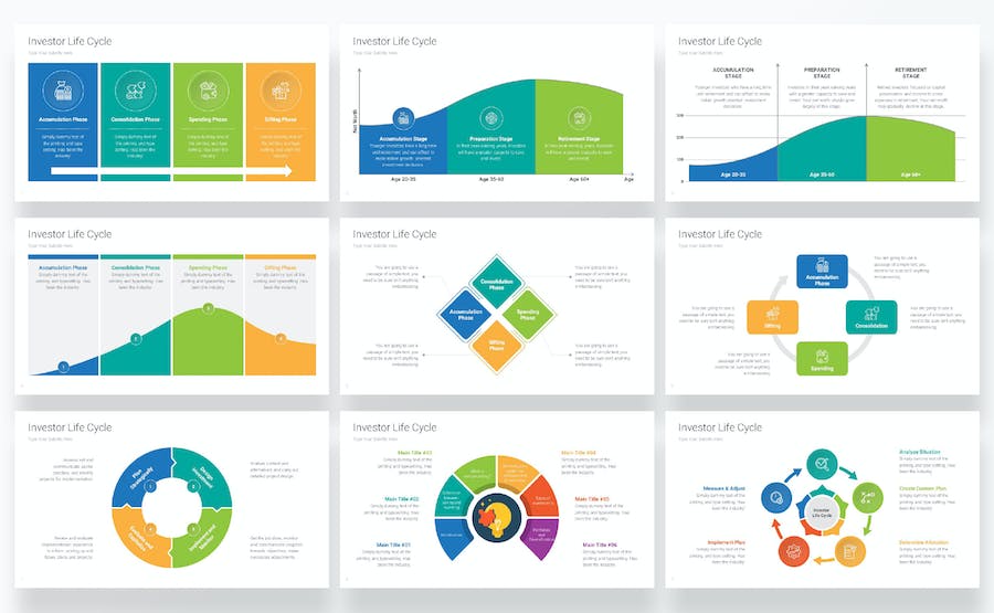 投资生命周期关系图形keynote模板 - PPT派