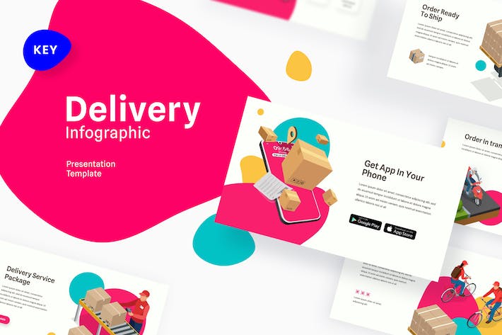 物流配送流程信息图表Keynote模板 - PPT派