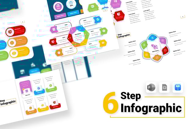6个步骤流程信息图形模板展示Keynote模板 - PPT派