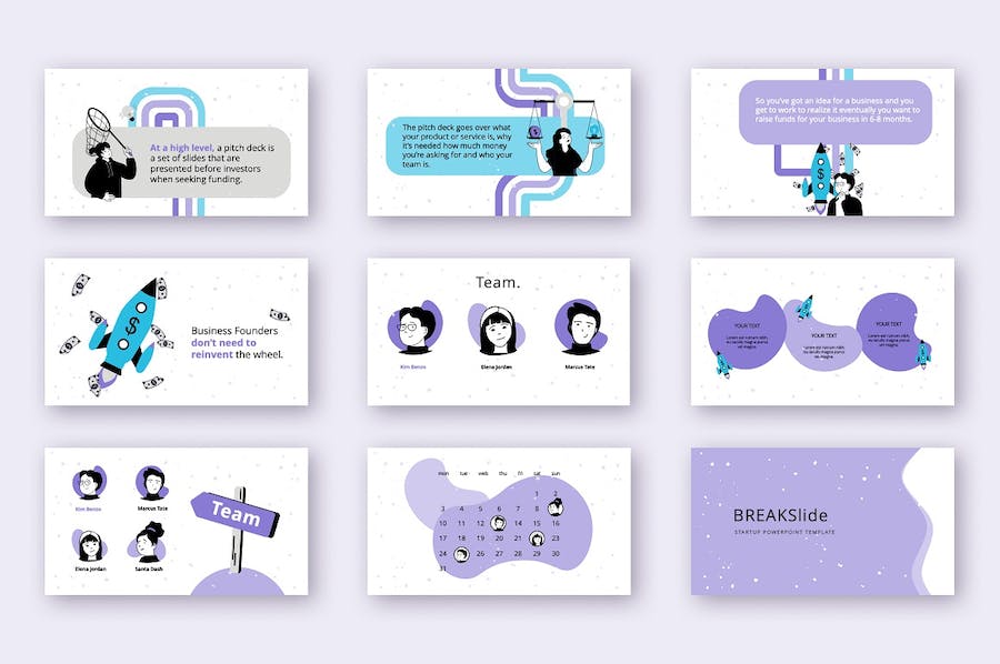 极简矢量插画创业项目规划PPT模板 - PPT派