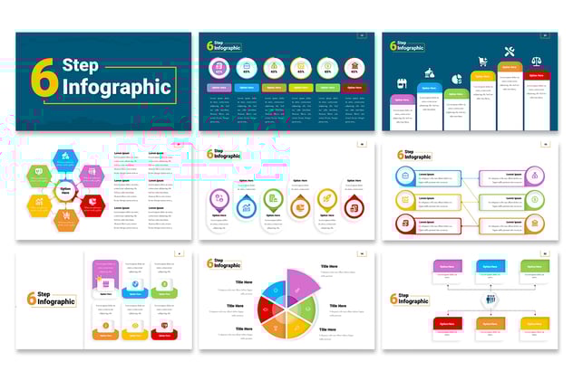 6个步骤流程信息图形模板展示Keynote模板 - PPT派