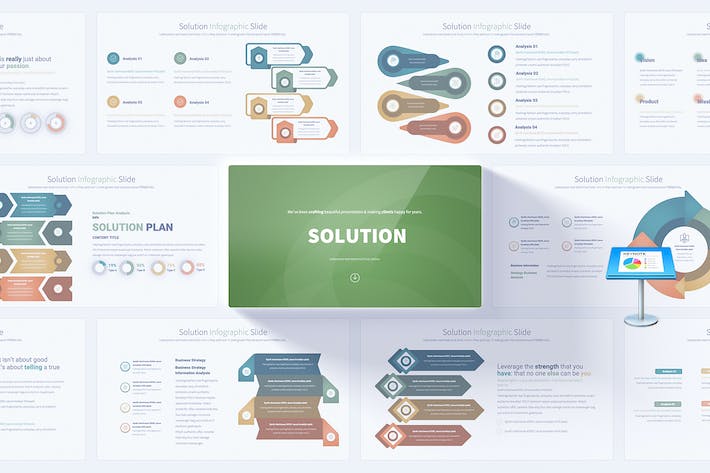 商务风格要点信息解决方案信息图形图表keynote模板- PPT派