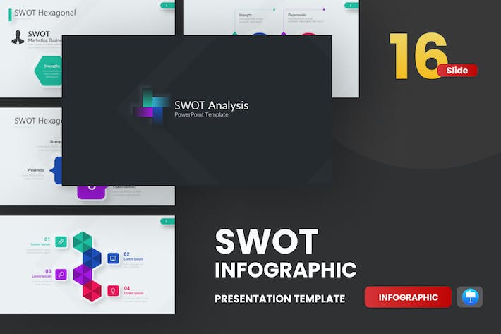 彩色SWOT分析图形keynote模板 - PPT派