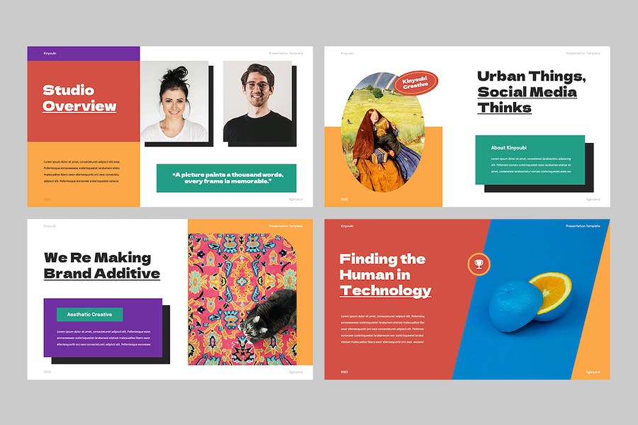 多彩创意贴纸装饰幻灯片设计Keynote模板 - PPT派