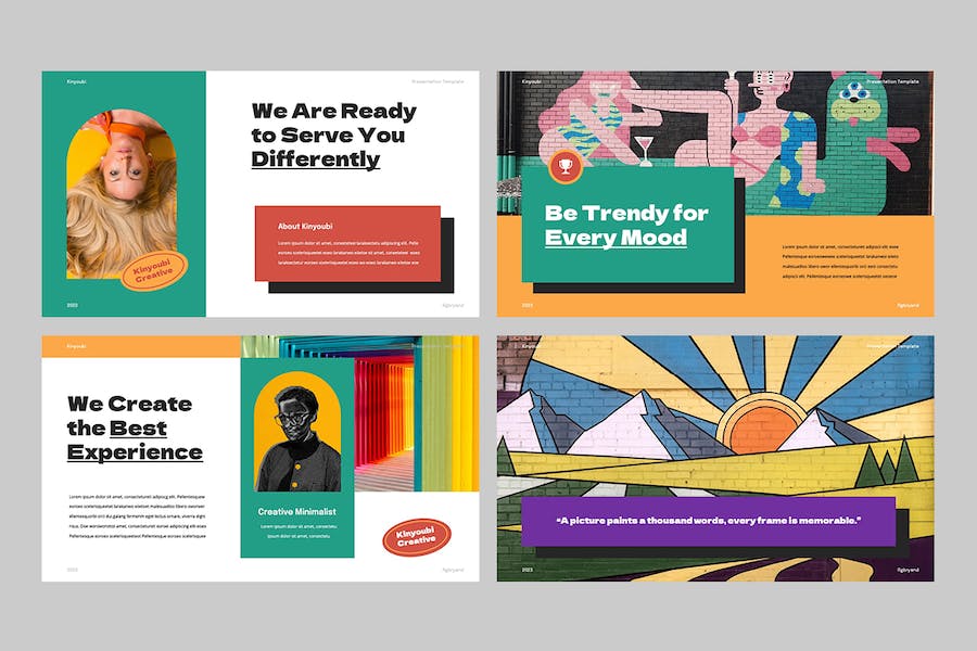 多彩创意贴纸装饰幻灯片设计Keynote模板 - PPT派