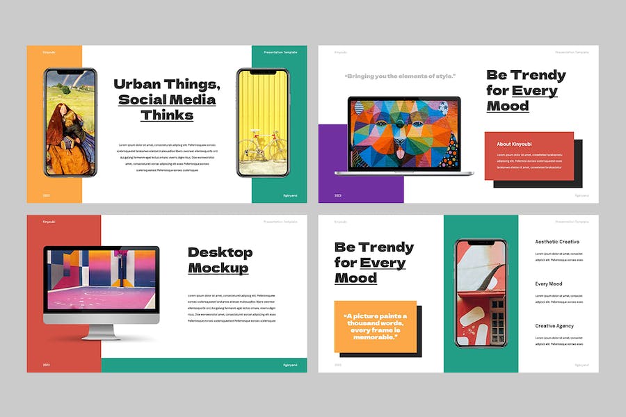 多彩创意贴纸装饰幻灯片设计Keynote模板 - PPT派