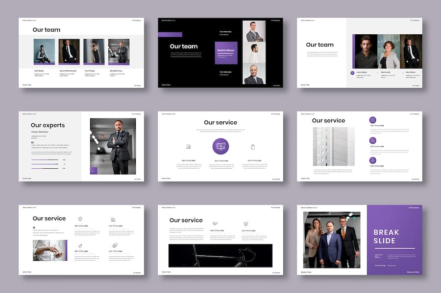 紫色渐变图片展示商业Keynote模板 - PPT派