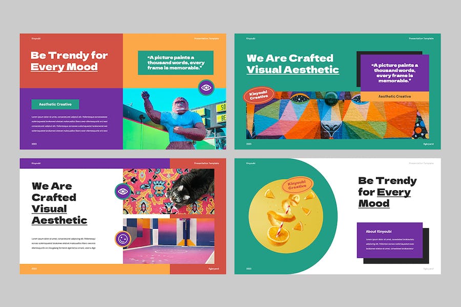 多彩创意贴纸装饰幻灯片设计Keynote模板 - PPT派