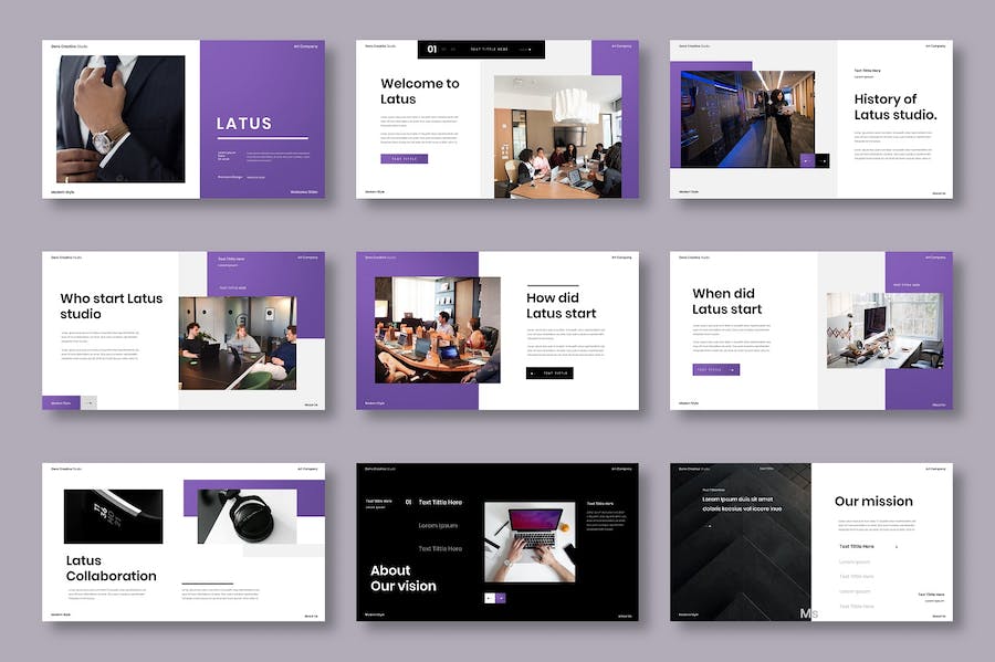 紫色渐变图片展示商业Keynote模板 - PPT派