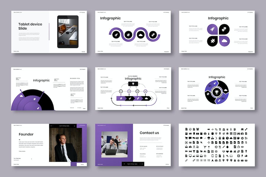 紫色渐变图片展示商业Keynote模板 - PPT派