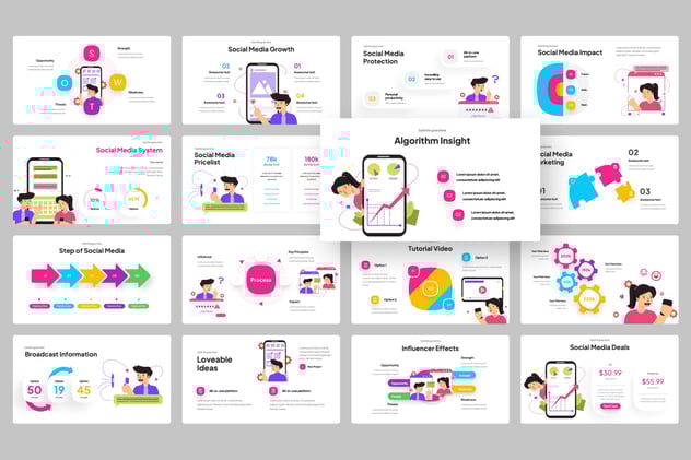 数字营销社交媒体信息图形Keynote模板 - PPT派