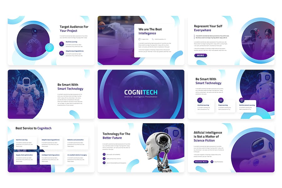 认知科技AI应用PPT模板 - PPT派