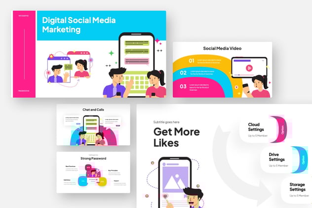 数字营销社交媒体信息图形Keynote模板 - PPT派