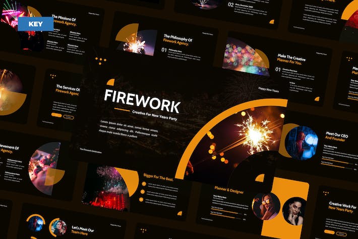 新年晚会烟花庆典演出策划Keynote模板 - PPT派