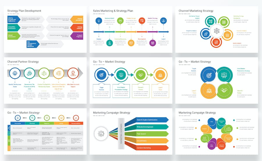 商业战略规划思维导图展示Keynote模板 - PPT派