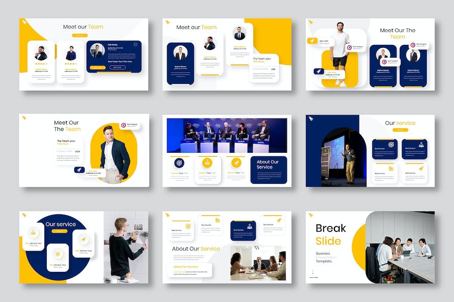 黄色商务企业品牌展示PPT模板 - PPT派