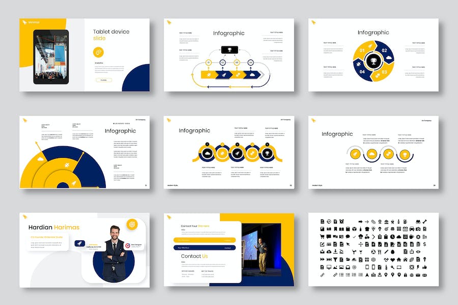 黄色商务企业品牌展示PPT模板 - PPT派