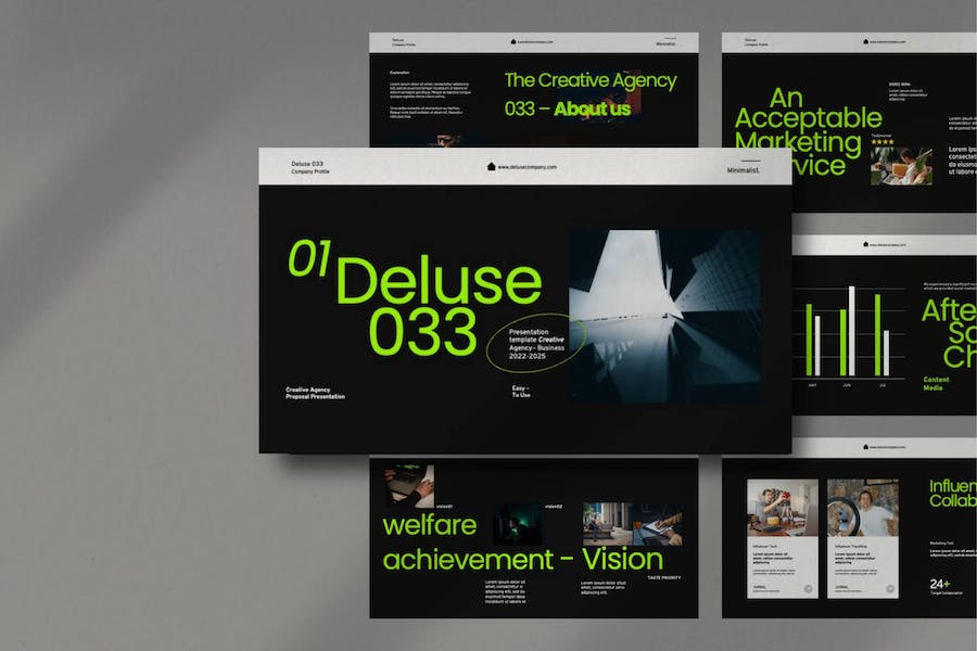 绿黑创意风企业简介展 PPT模板 - PPT派