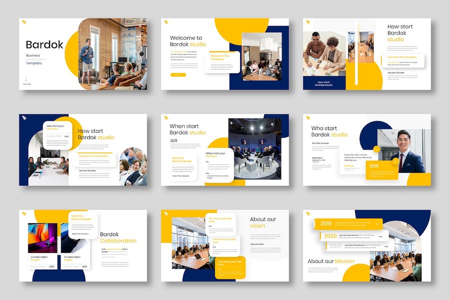 黄色商务企业品牌展示PPT模板 - PPT派