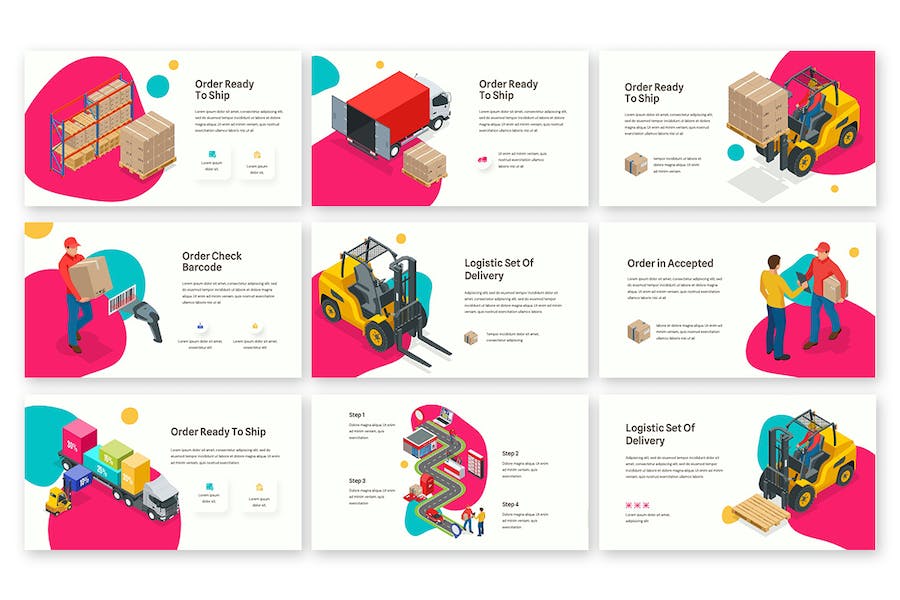物流配送流程信息图表Keynote模板 - PPT派