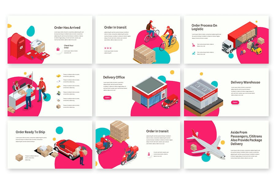 物流配送流程信息图表Keynote模板 - PPT派