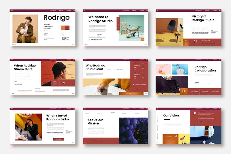 多彩创意商务企业品牌形象展示PPT模板 - PPT派