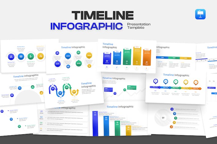 时间轴信息图表展示Keynote模板 - PPT派