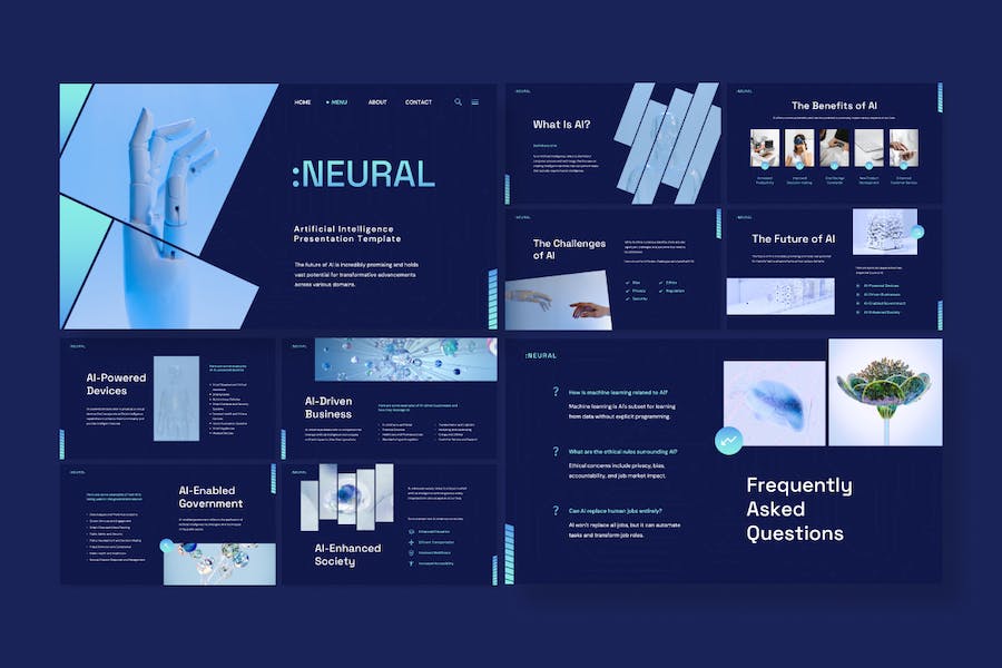 神经人工智能技术讲述知识传播方案Keynote模板 - PPT派