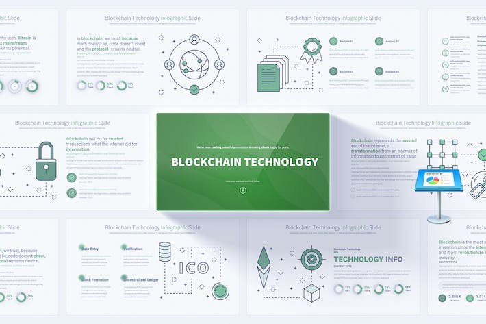 区块链技术概念图形keynote模板 - PPT派
