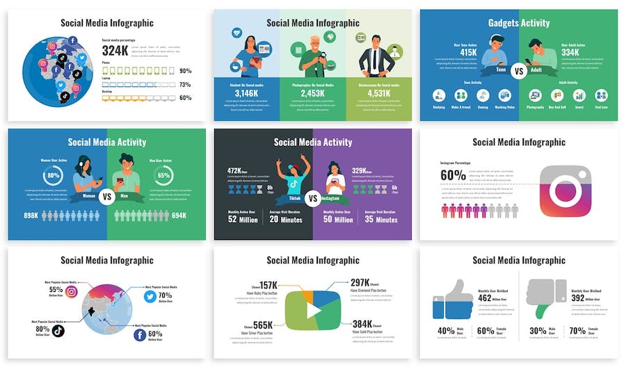 社交媒体营销策略数据分析Keynote模板 - PPT派