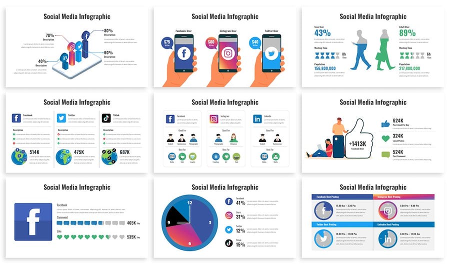 社交媒体营销策略数据分析Keynote模板 - PPT派