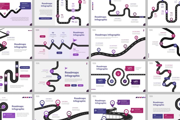 项目规划路线图流程信息图形PPT模板 - PPT派