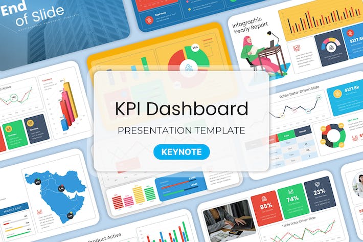 KPI关键指标数据图形展示Keynote模板 - PPT派