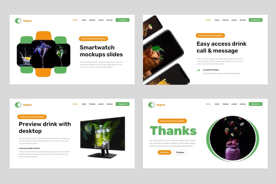 清新饮品饮料Keynote主题演讲 - PPT派