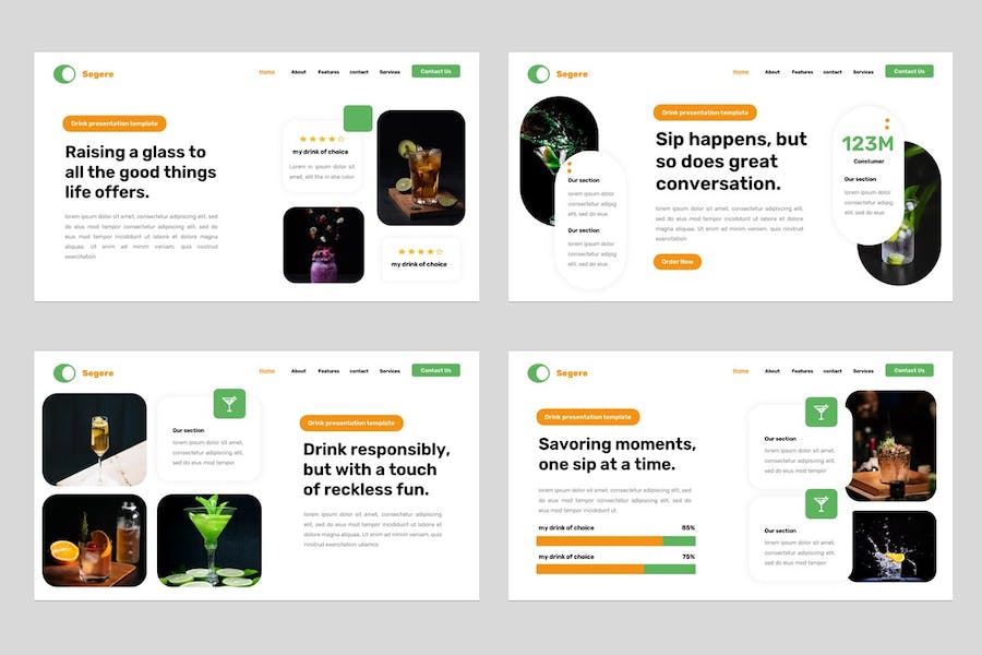 清新饮品饮料Keynote主题演讲 - PPT派