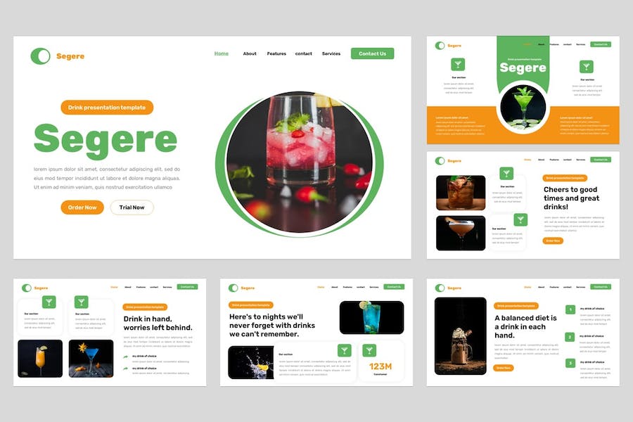 清新饮品饮料Keynote主题演讲 - PPT派