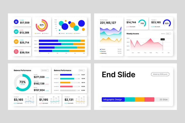 数据仪表板统计分析信息图形PPT模板 - PPT派
